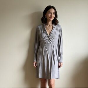 Frank & Oak Lilac V Neck Long Sleeves Mini Dress